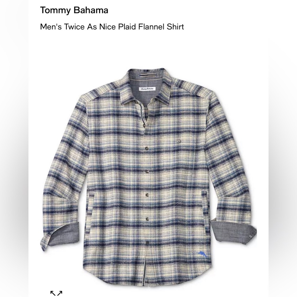 Tommy Bahama Heavyweight Flannel Shirt Mens Size XXL Plaid Blue White Cotton - Picture 5 of 14